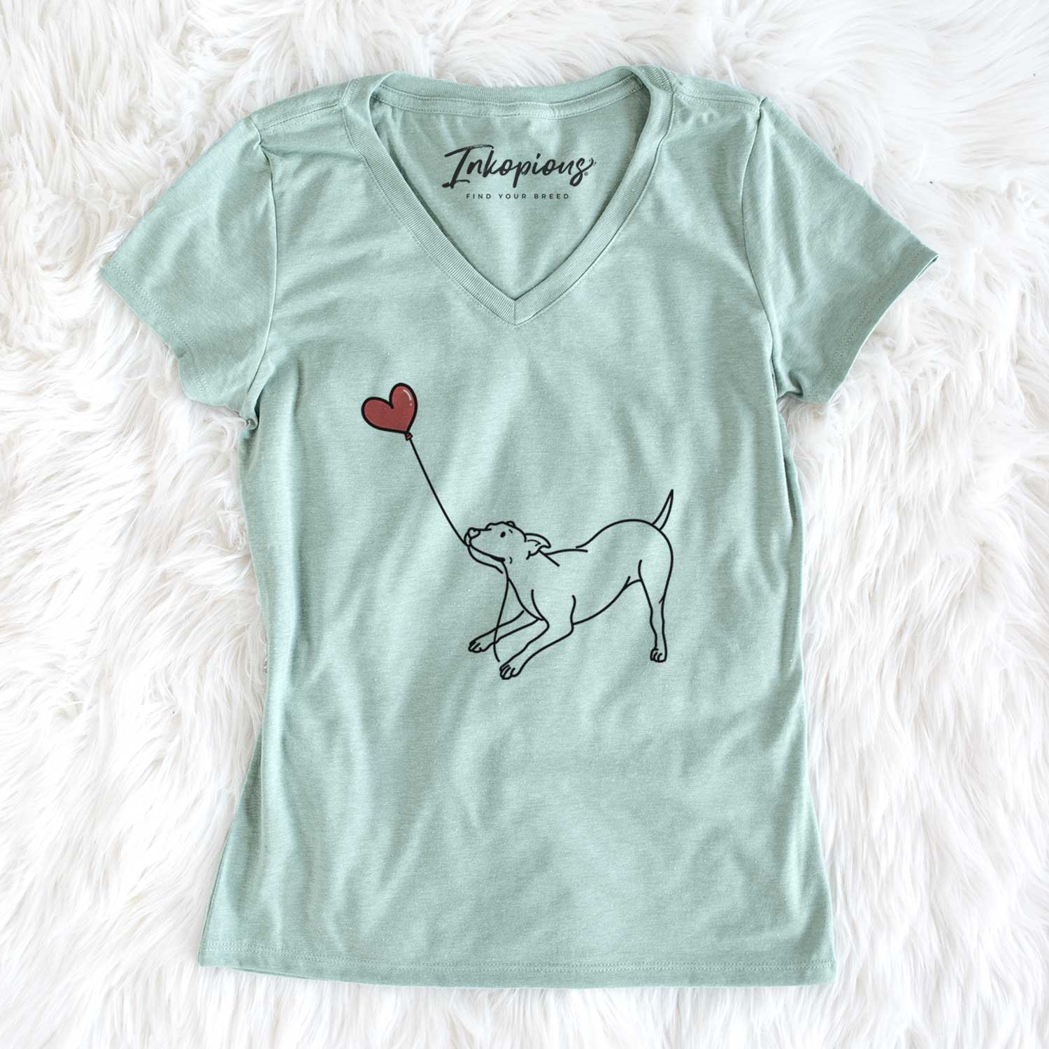 Pitbull Mix Heart String - Women's V-neck Shirt