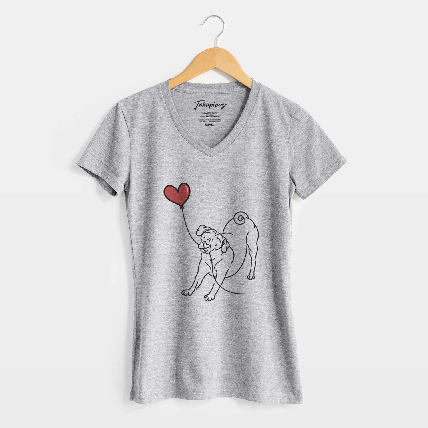 Puggle Heart String - Women's V-neck Shirt