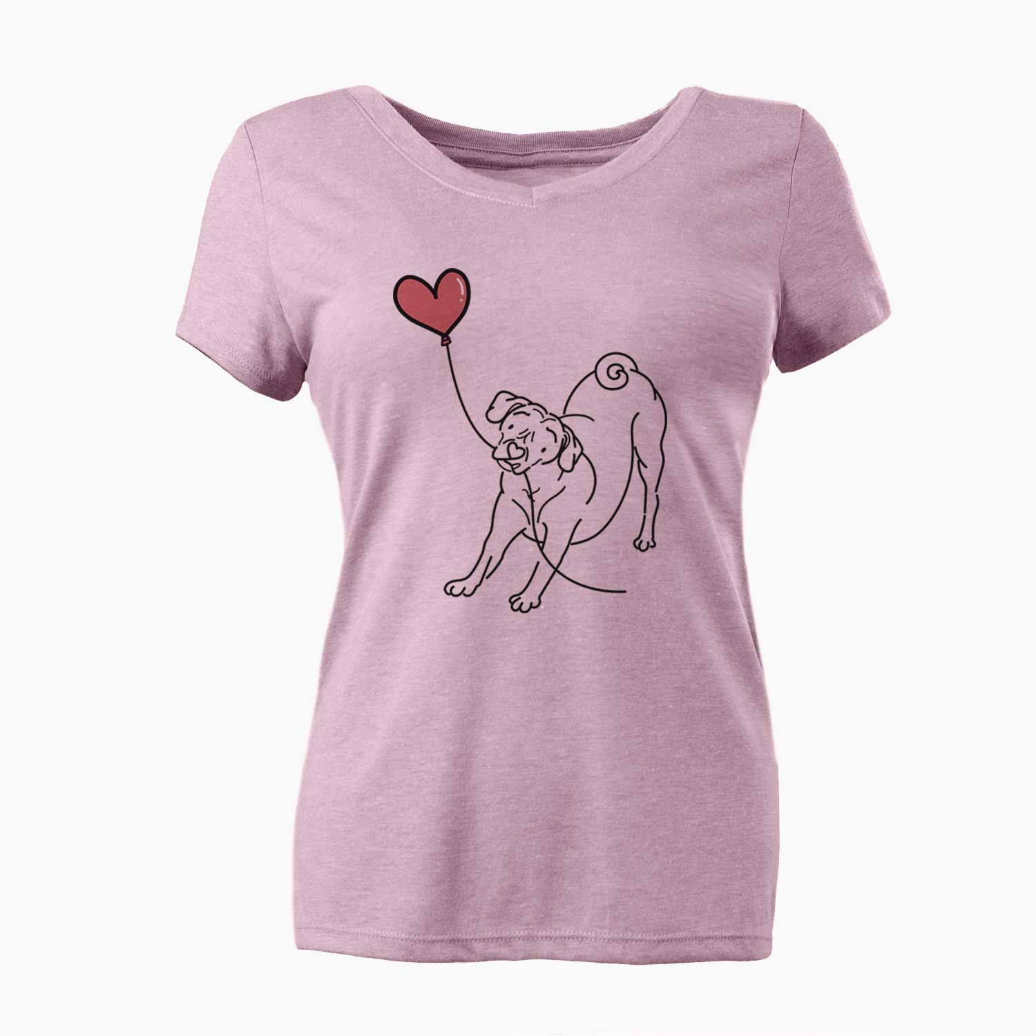 Puggle Heart String - Women's V-neck Shirt