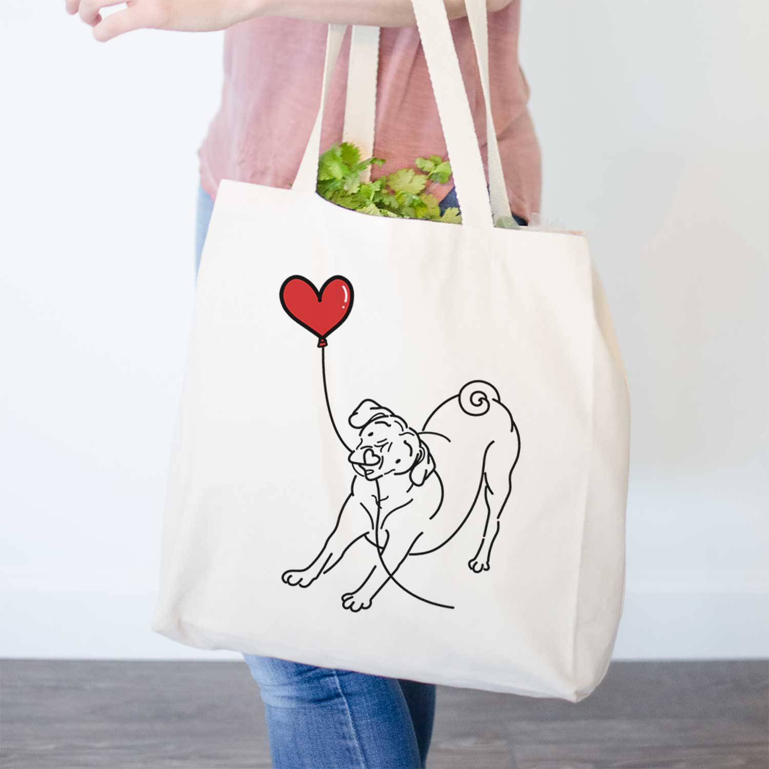 Puggle Heart String- Tote Bag