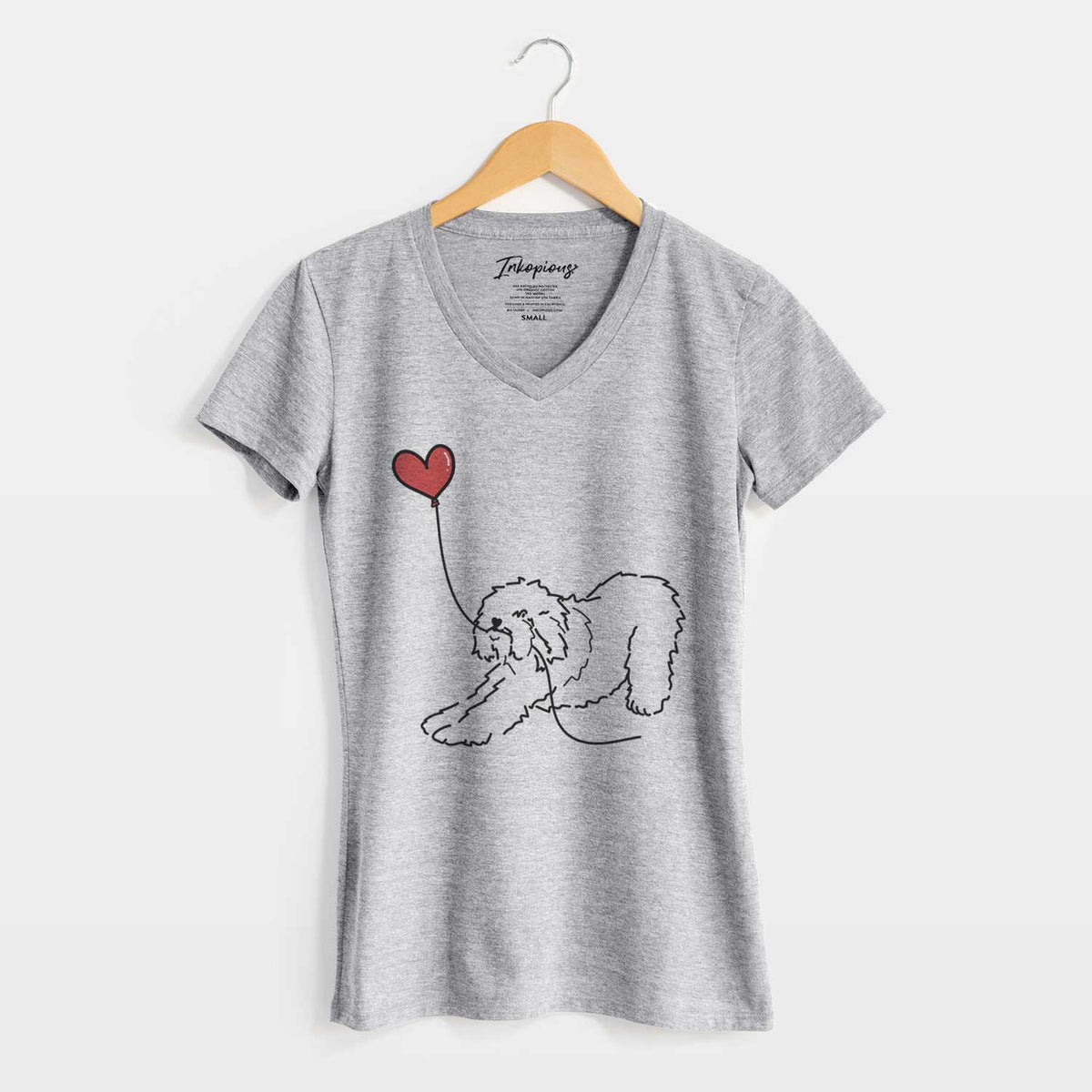 Old English Sheepdog Heart String - Women&#39;s V-neck Shirt