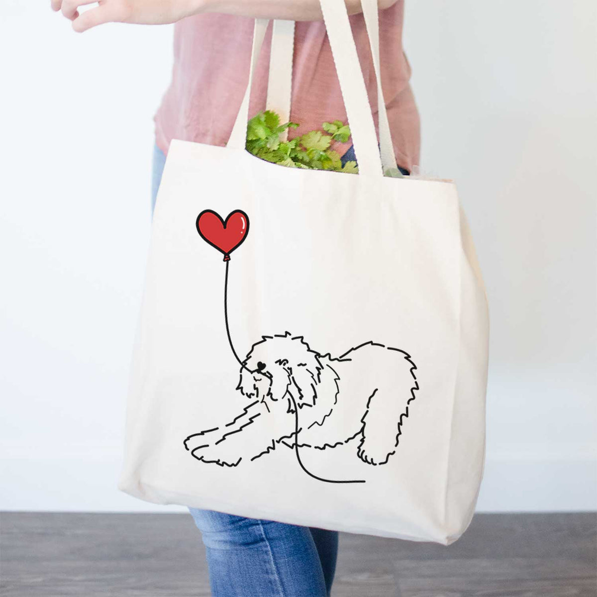 Old English Sheepdog Heart String- Tote Bag