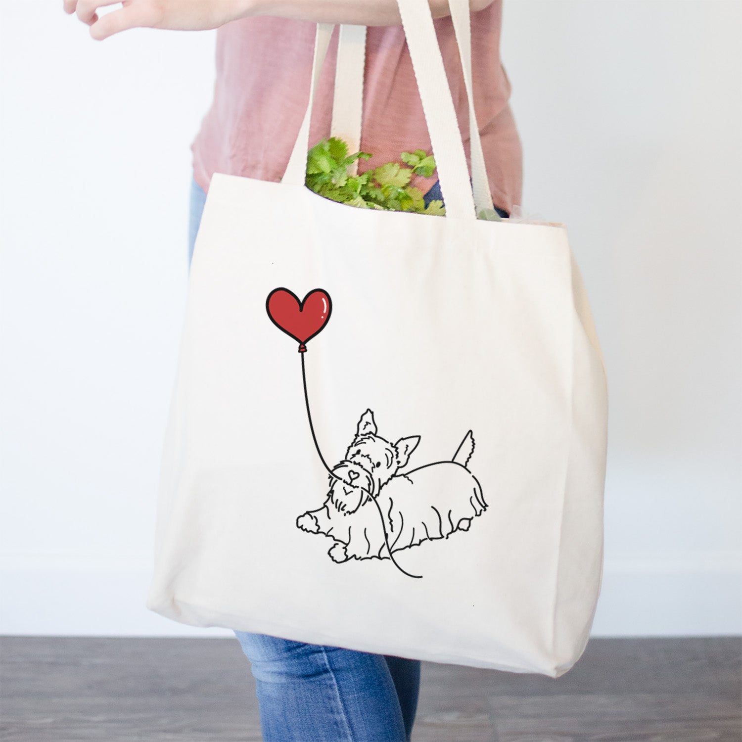 Scottish Terrier Heart String- Tote Bag