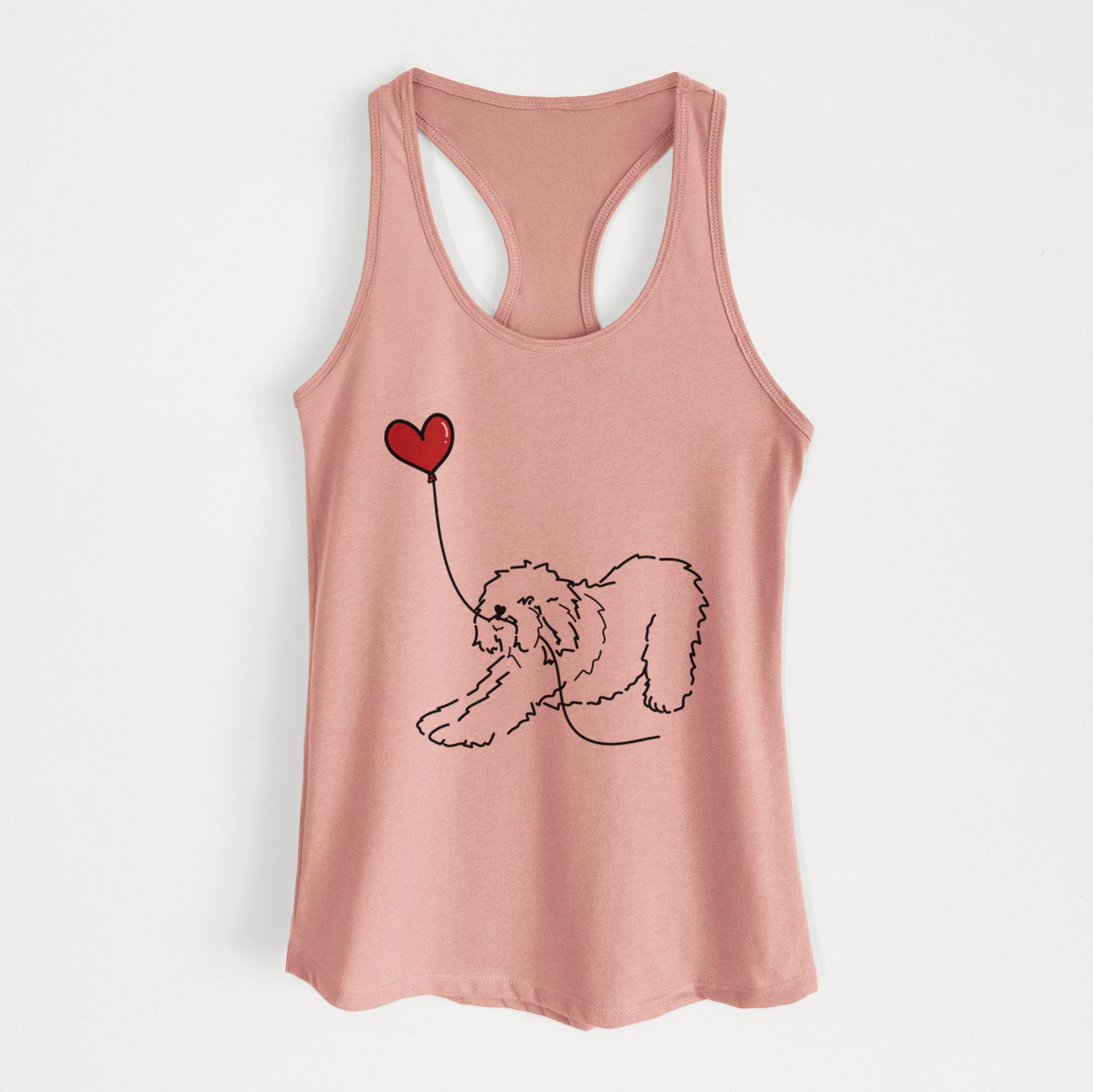 Old English Sheepdog Heart String - Women's Racerback Tanktop