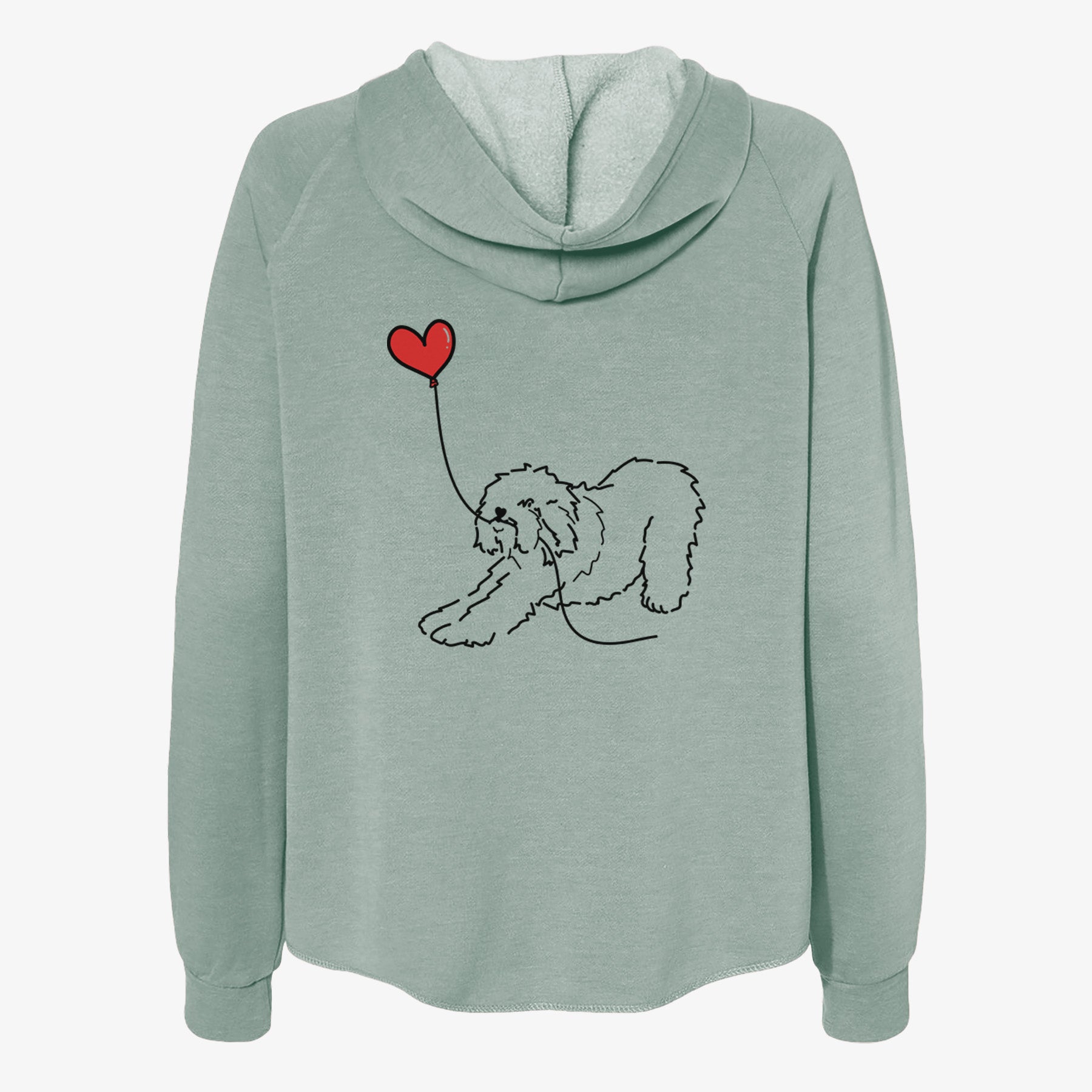 Old English Sheepdog Heart String- Women's Cali Wave Zip-Up Sweatshirt