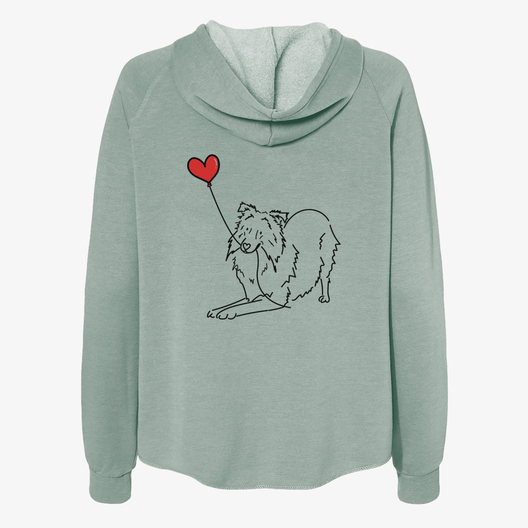 Shetland Sheepdog Heart String- Women's Cali Wave Zip-Up Sweatshirt