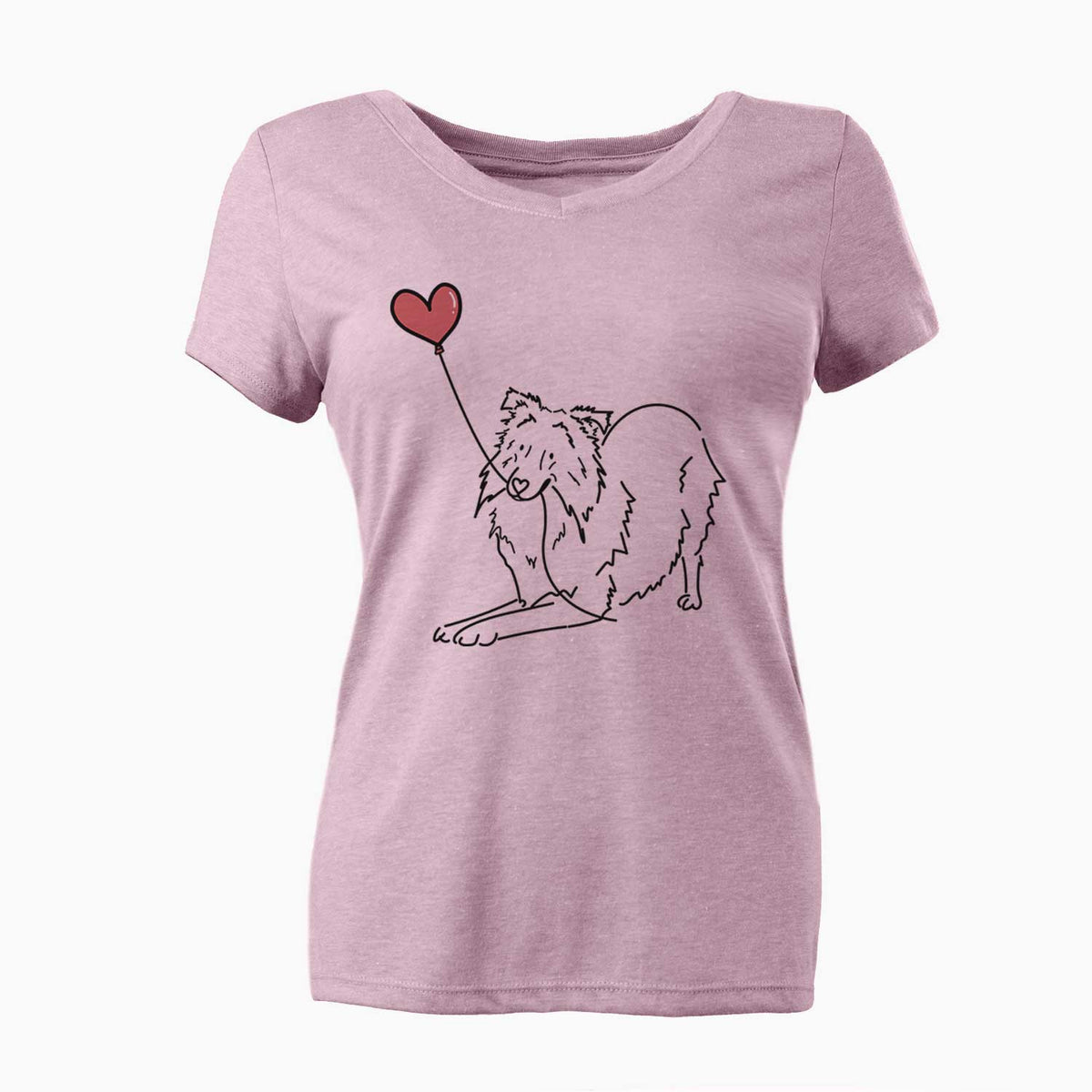 Shetland Sheepdog Heart String - Women's V-neck Shirt