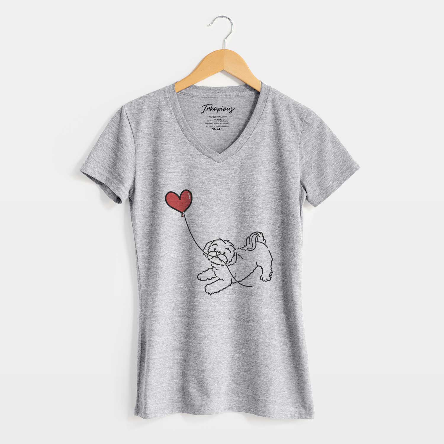 Shih Tzu Puppy Cut Heart String - Women's V-neck Shirt