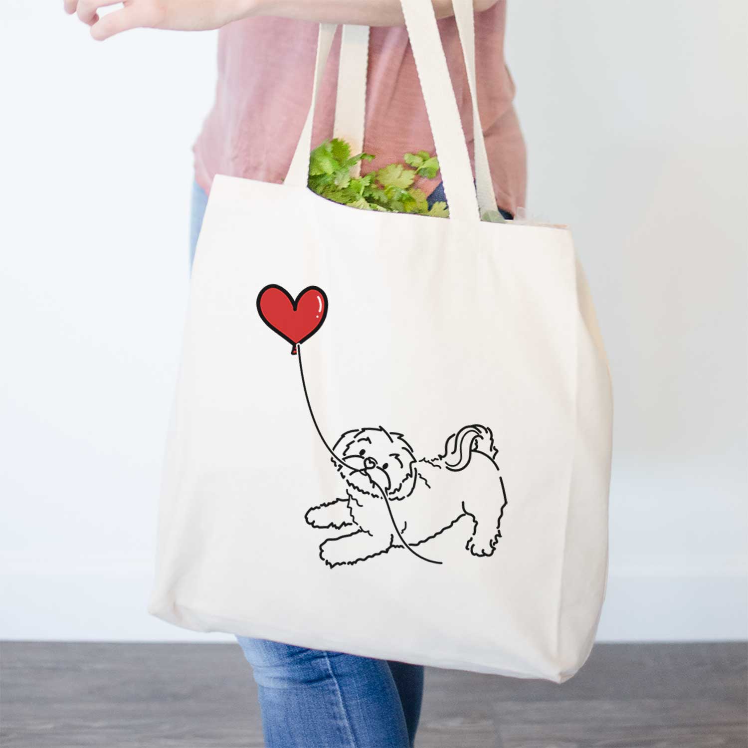 Shih Tzu Puppy Cut Heart String- Tote Bag