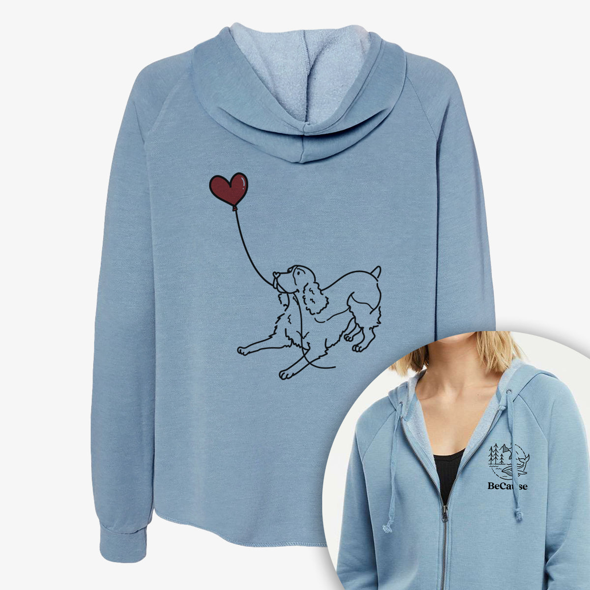 English Springer Spaniel Heart String- Women&#39;s Cali Wave Zip-Up Sweatshirt