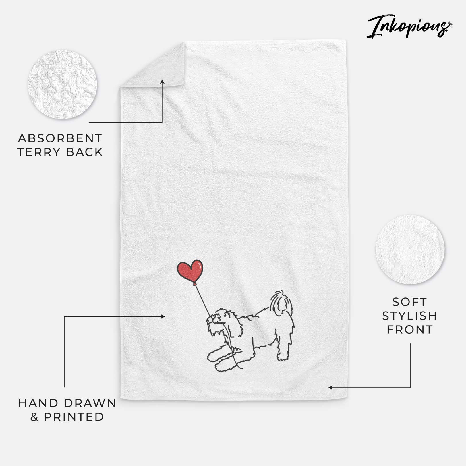 Terrier Mix Heart String -  Decorative Hand Towel