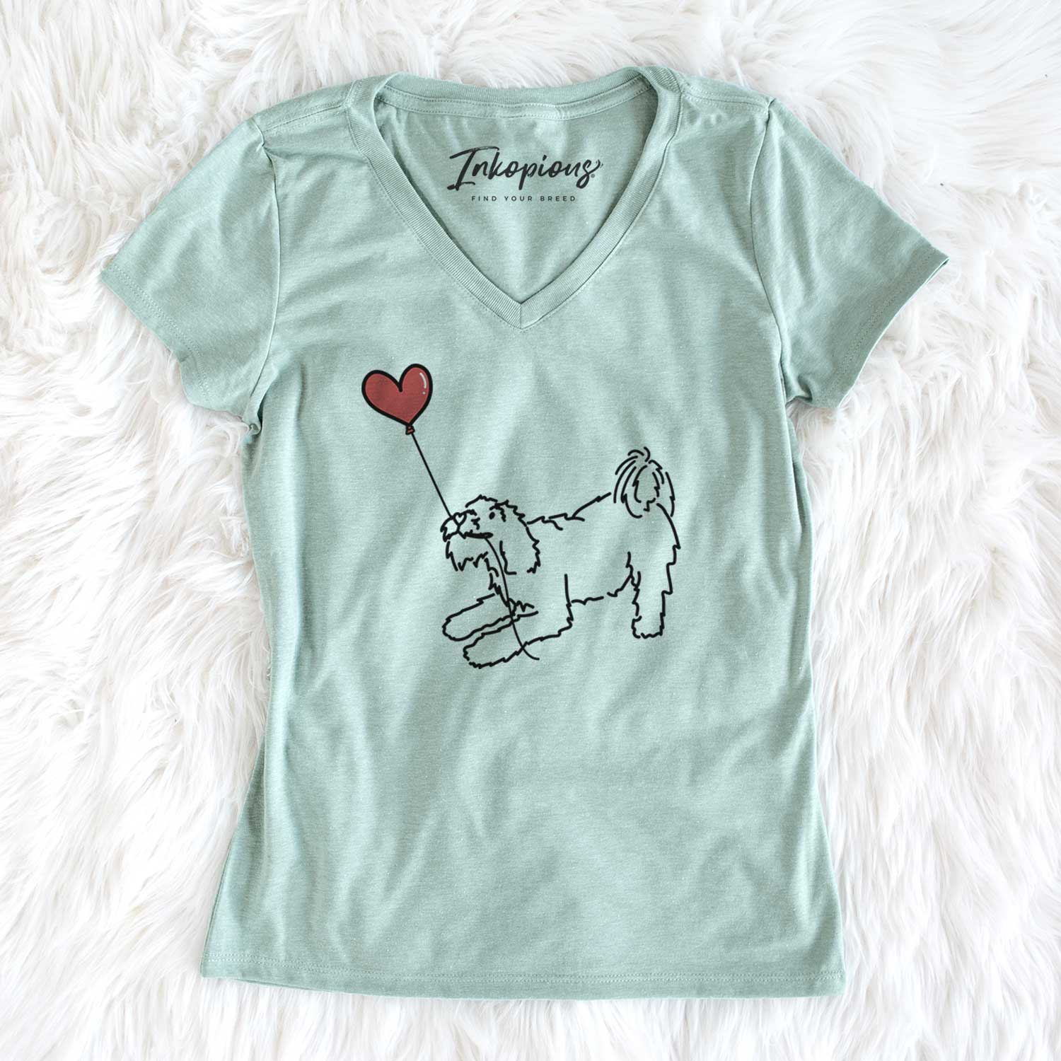 Terrier Mix Heart String - Women's V-neck Shirt