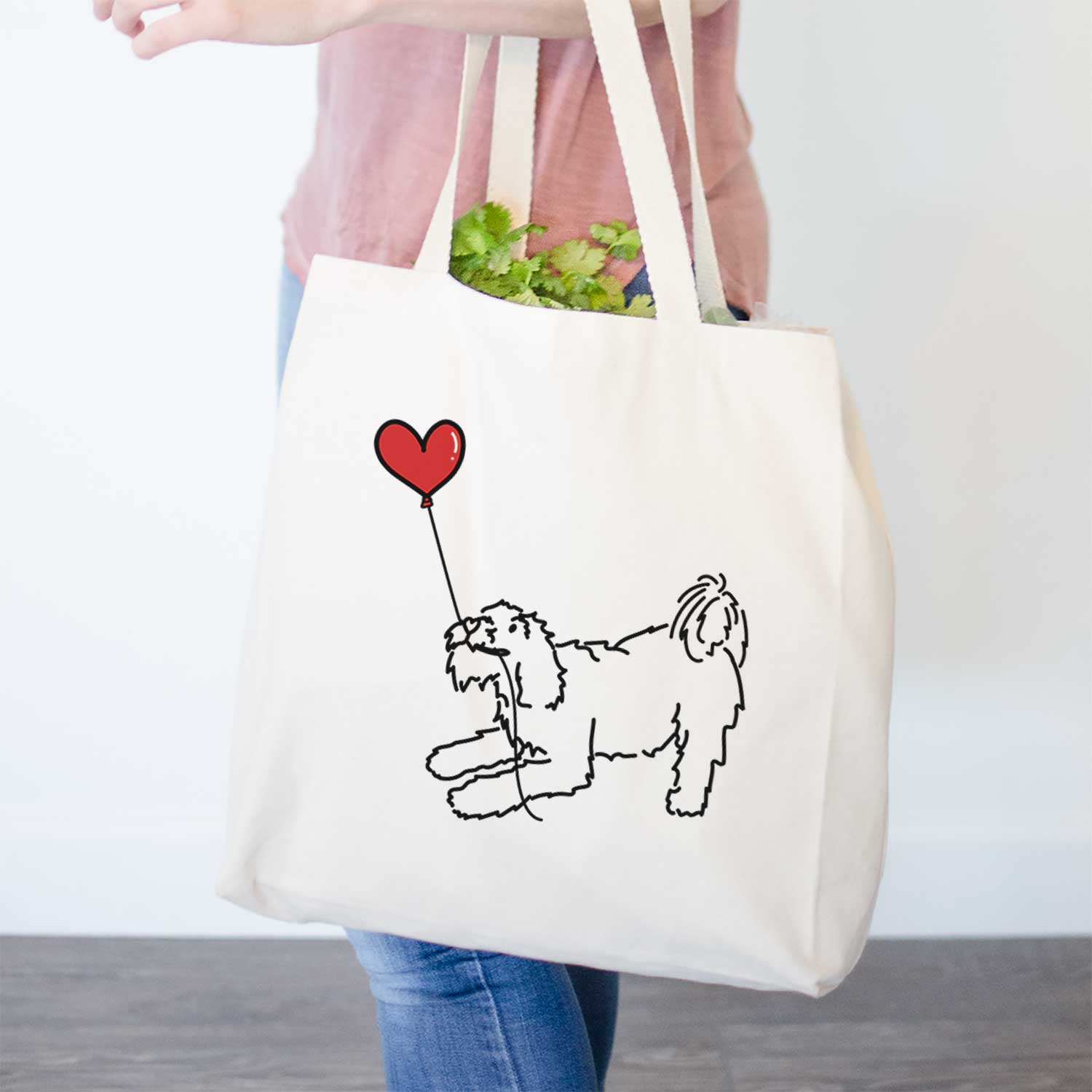 Terrier Mix Heart String- Tote Bag