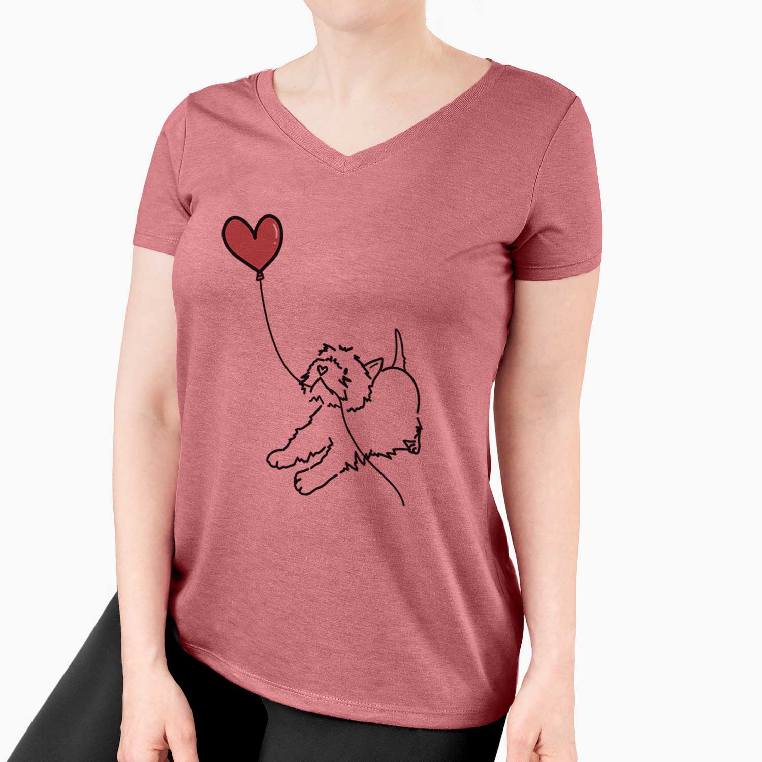 West Highland Terrier Heart String - Women's V-neck Shirt