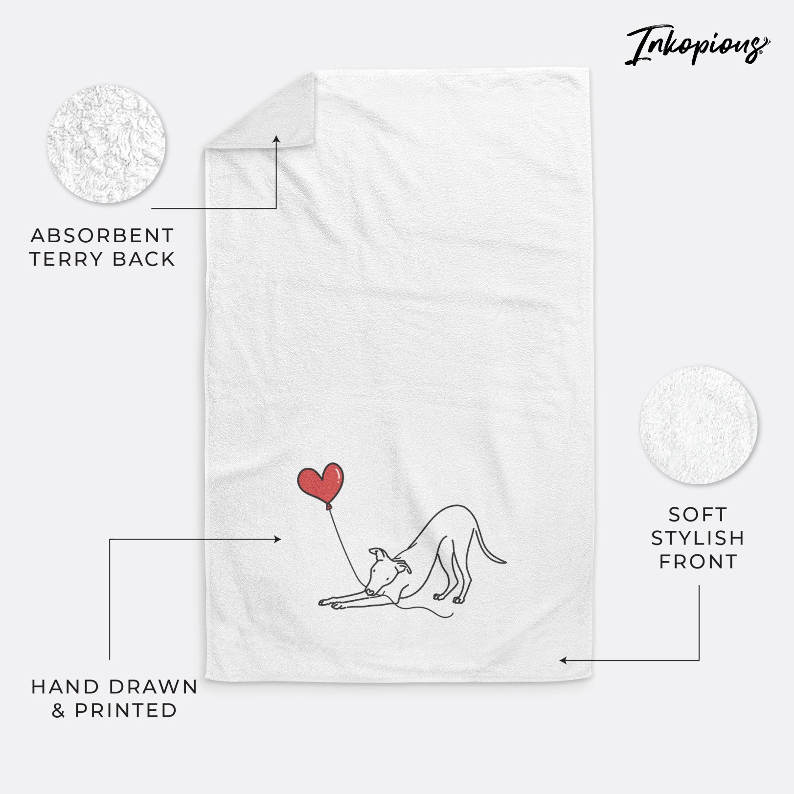 Whippet Heart String -  Decorative Hand Towel