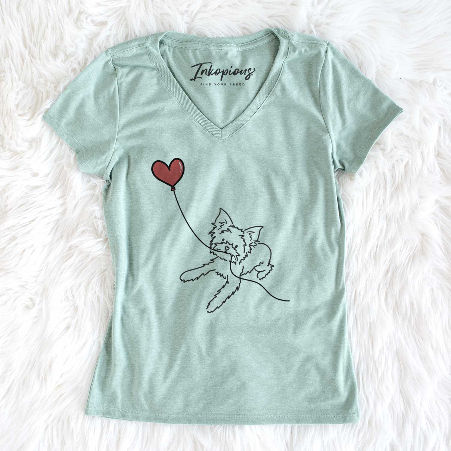 Yorkshire Terrier Heart String - Women's V-neck Shirt