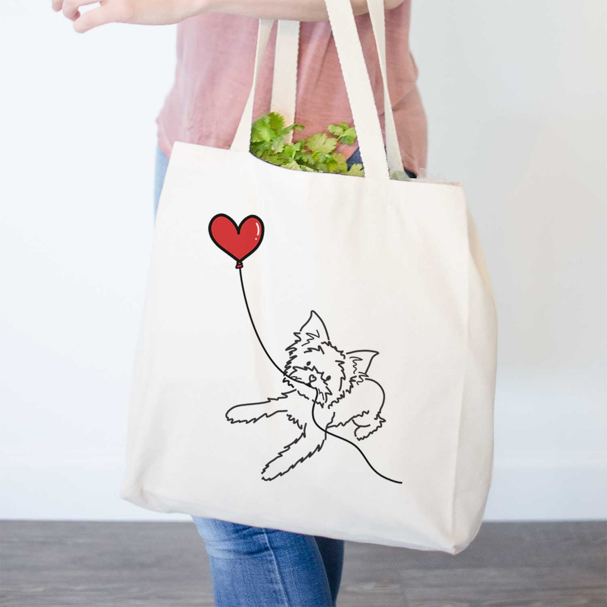 Yorkshire Terrier Heart String- Tote Bag