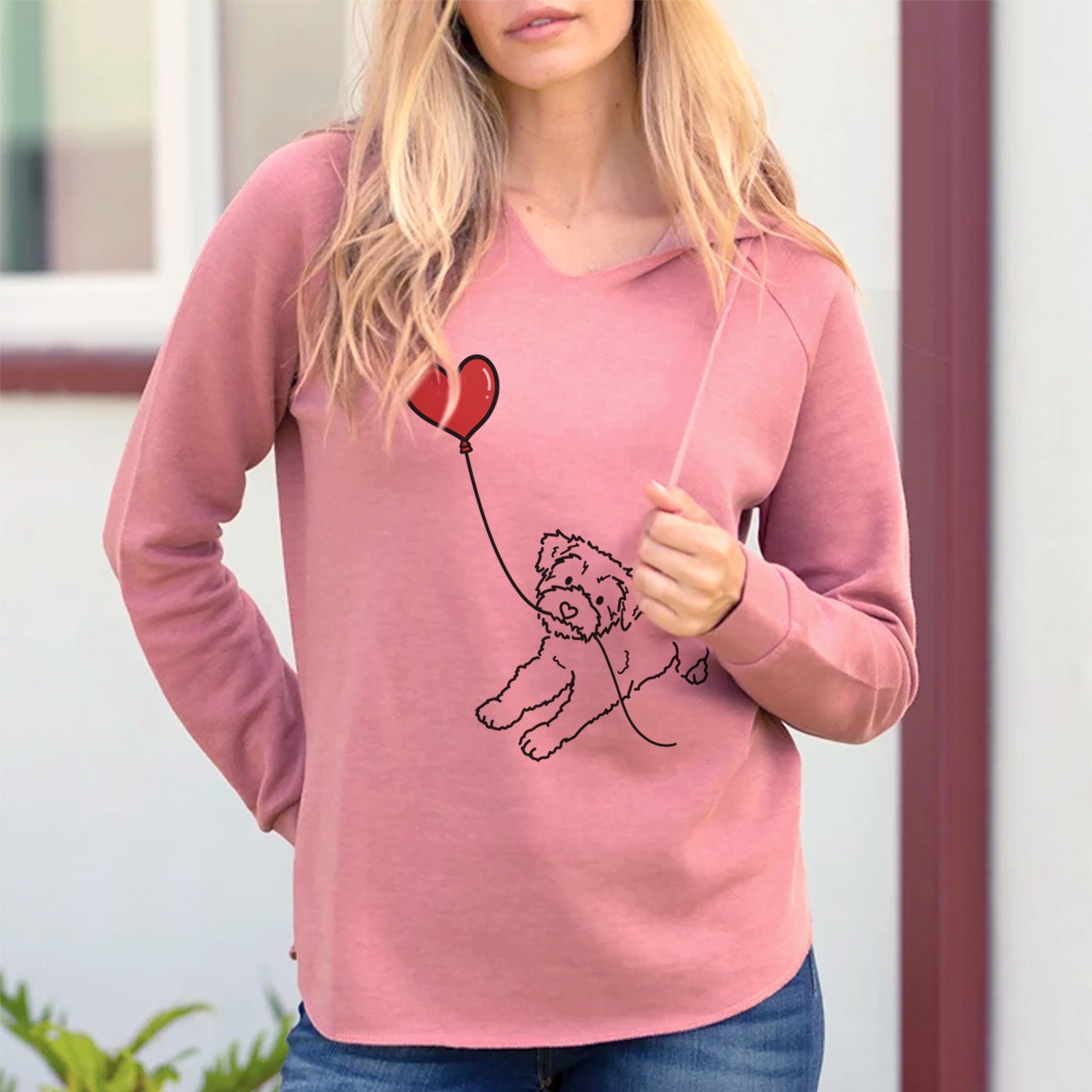 Yorkiepoo Heart String - Cali Wave Hooded Sweatshirt