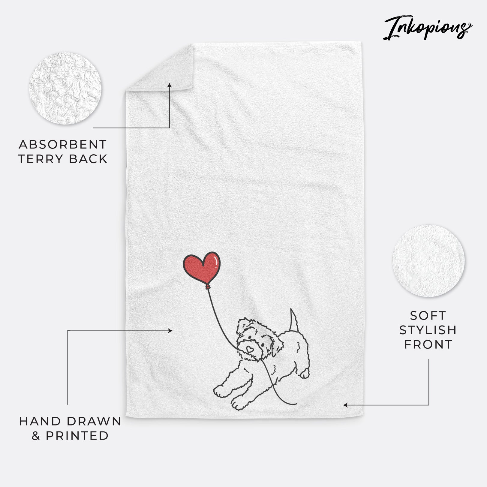 Yorkiepoo Heart String -  Decorative Hand Towel