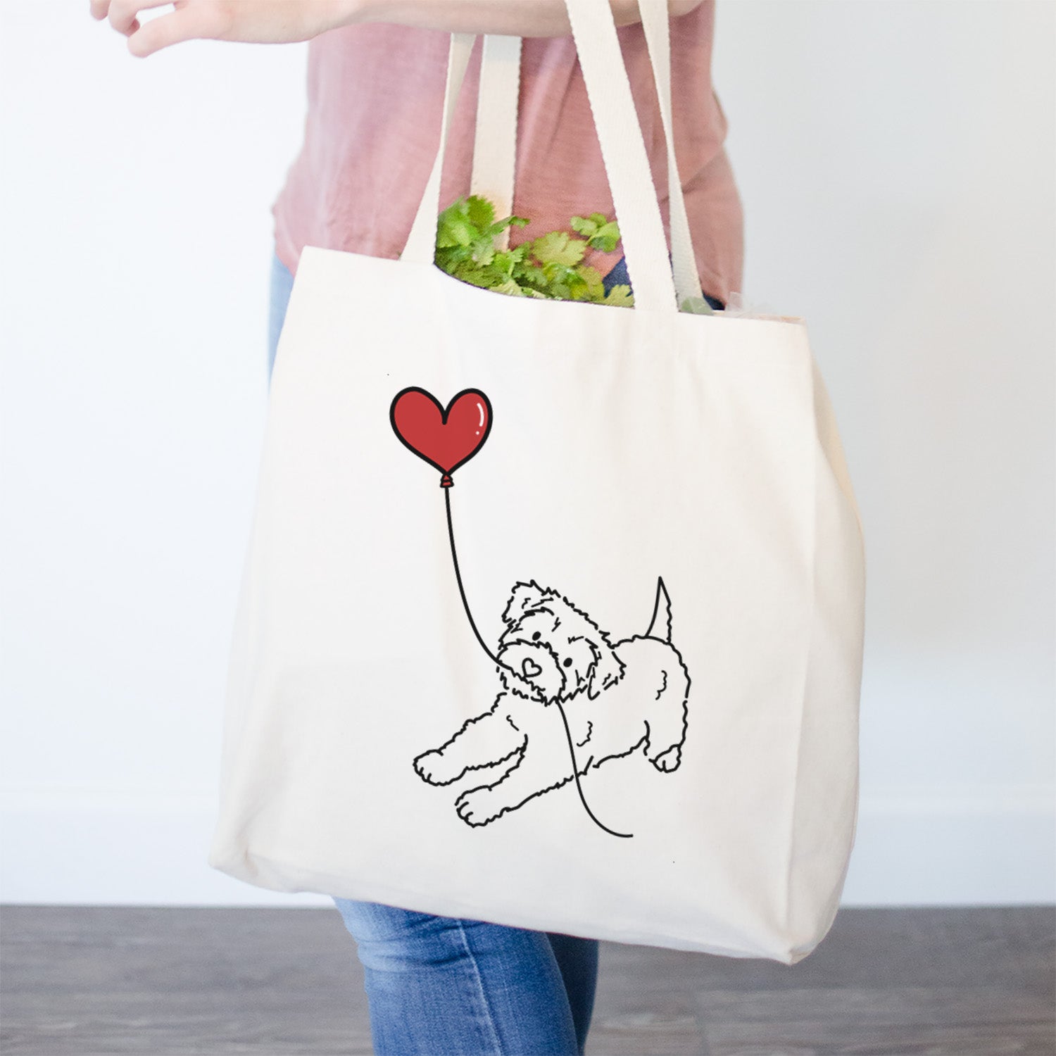 Yorkiepoo Heart String- Tote Bag