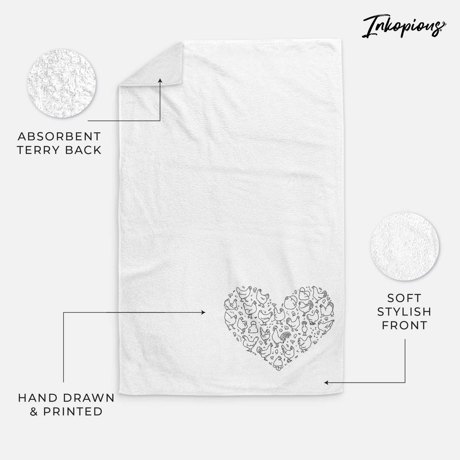 Heart of Chickens Decorative Hand Towel