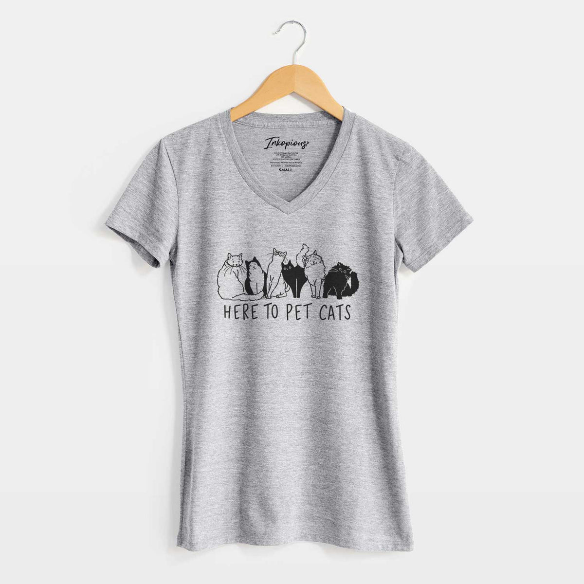 Here to Pet Cats - Women&#39;s V-neck Shirt