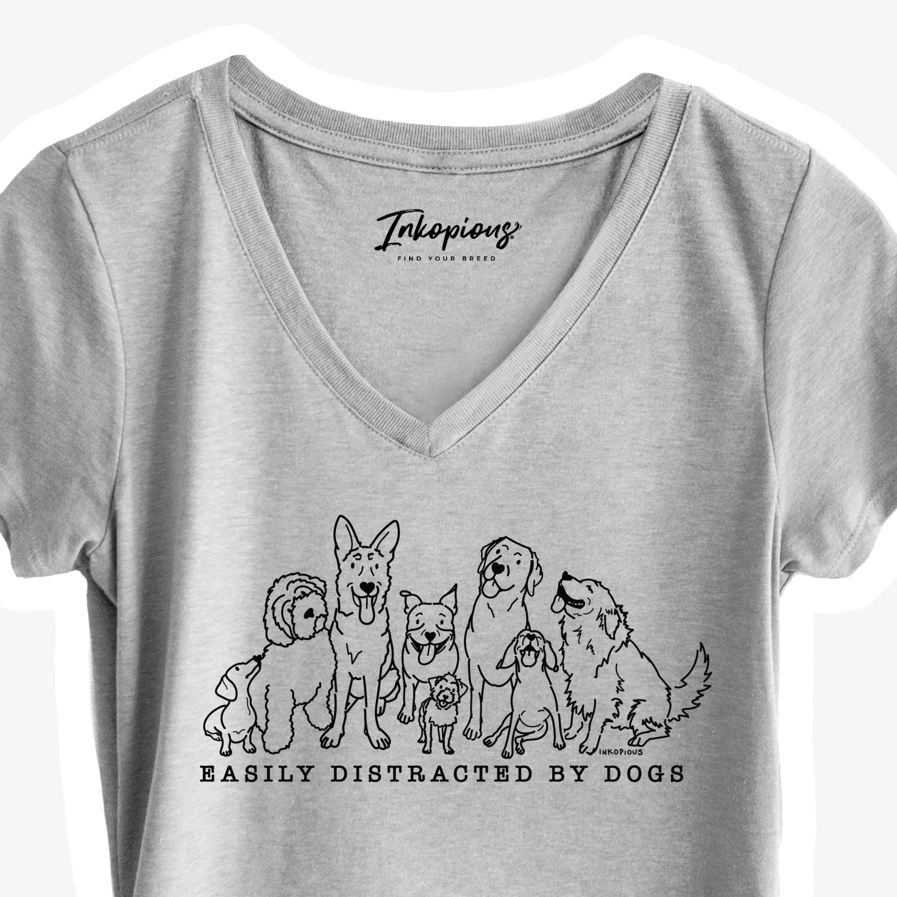 Womens Easily Distracted By Dogs T Shirt Funny Graphic Dog Mom Lover Cute Gift Womens Graphic Tees