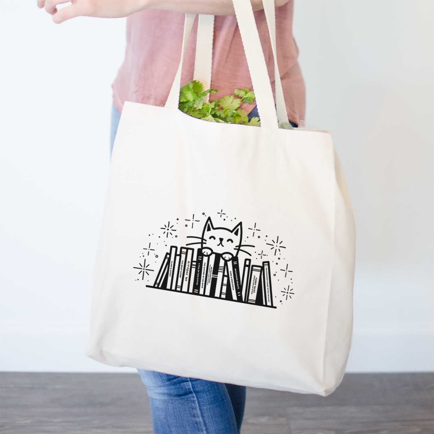 Kitty Library - Feline Behind Books- Tote Bag