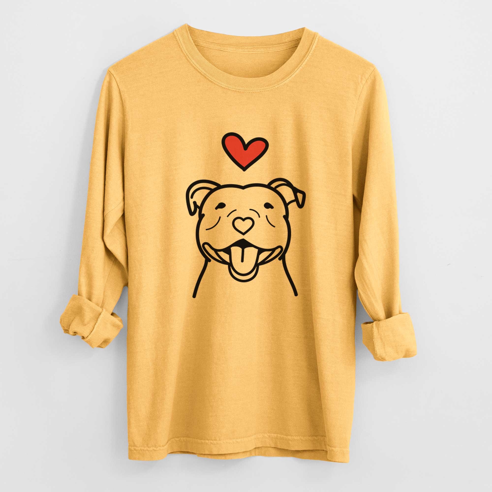 Love Always Happy American Staffordshire Terrier - Heavyweight 100% Cotton Long Sleeve