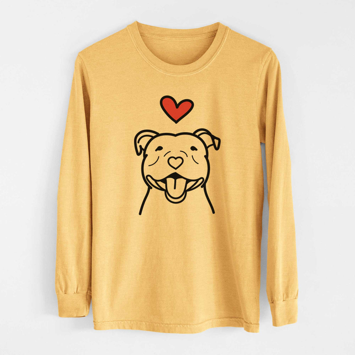 Love Always Happy American Staffordshire Terrier - Heavyweight 100% Cotton Long Sleeve