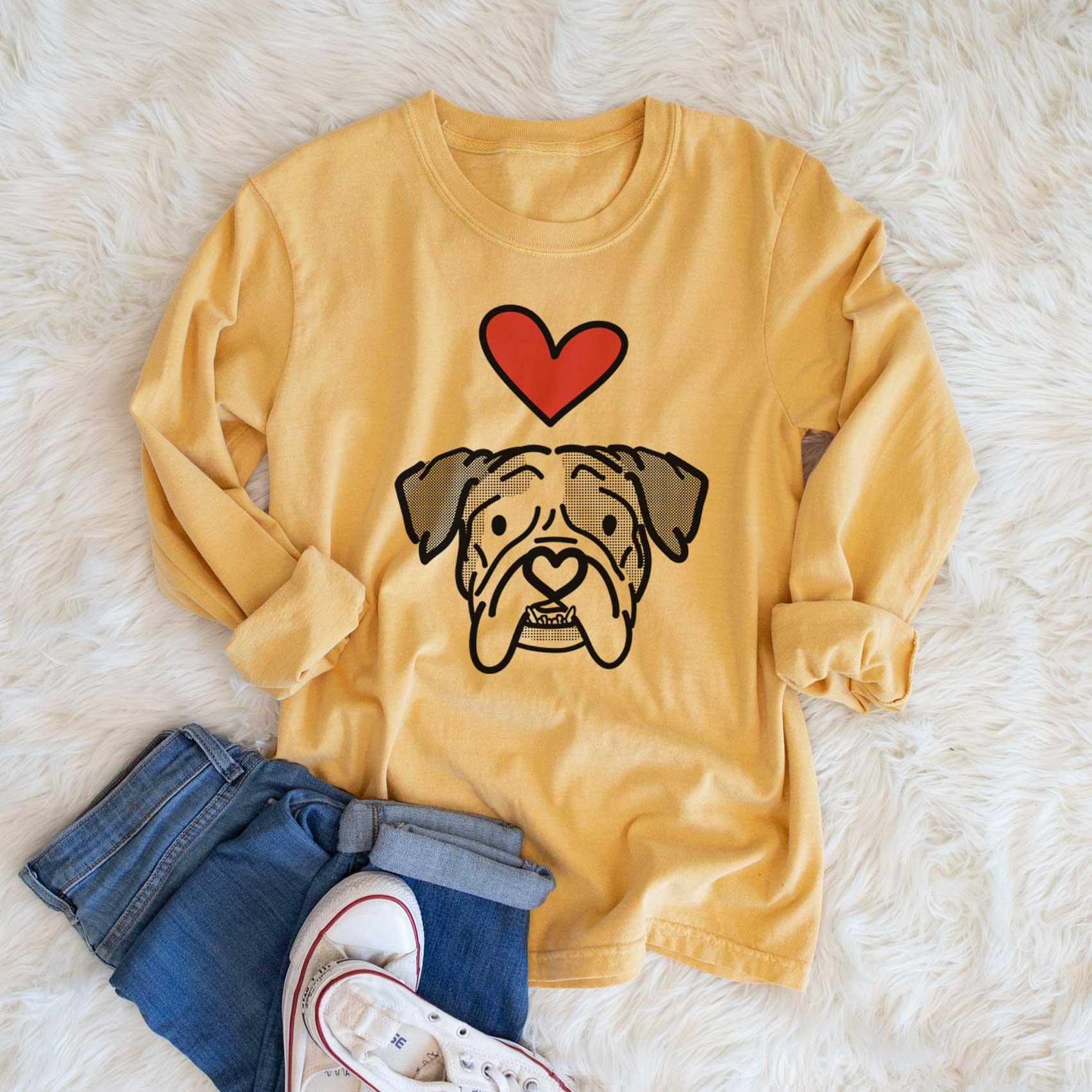 Love Always English Bulldog - Bailey - Heavyweight 100% Cotton Long Sleeve