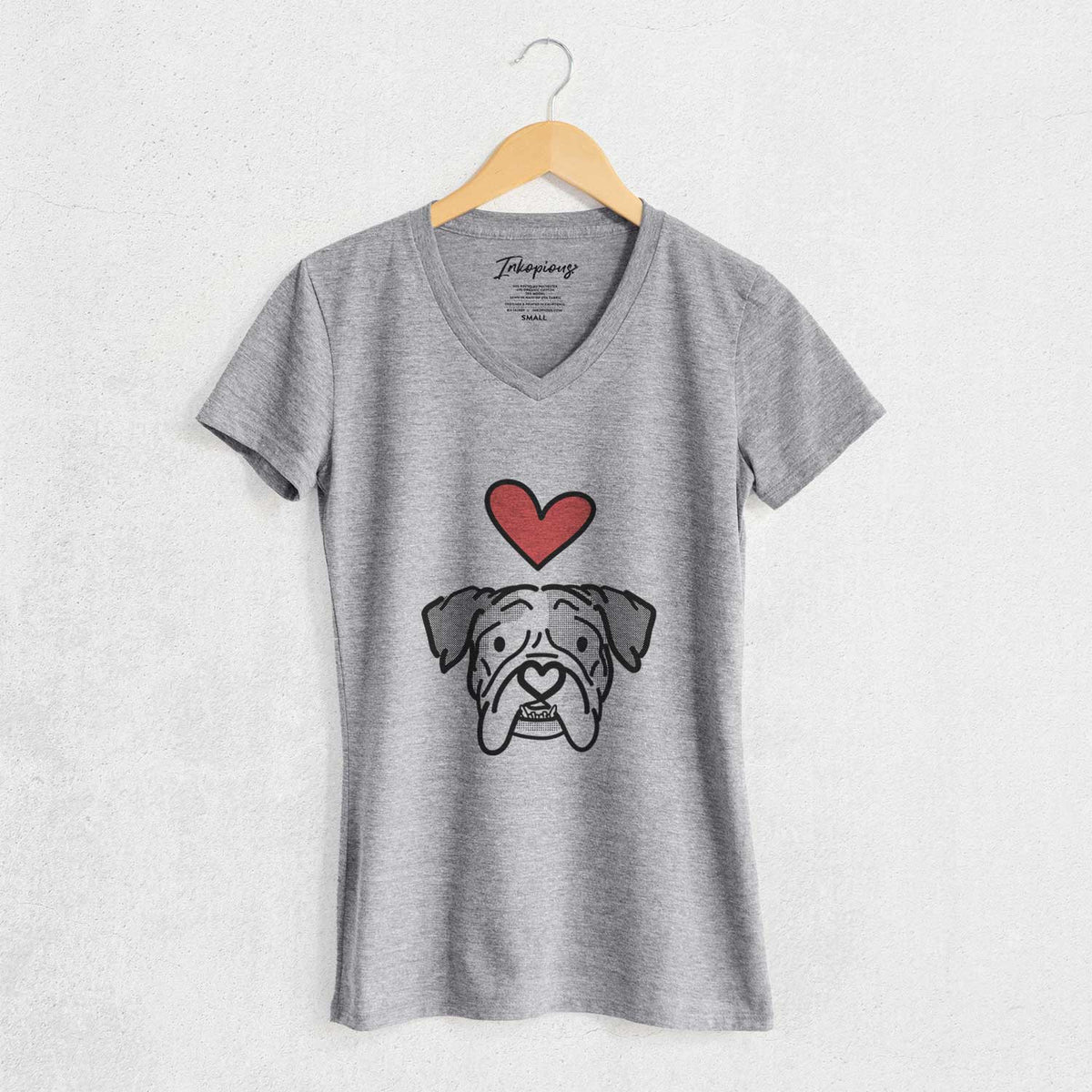 Love Always English Bulldog - Bailey - Women's V-neck Shirt