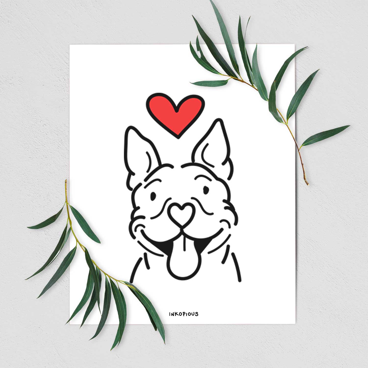 Love Always Pitbull - Basil Art Print