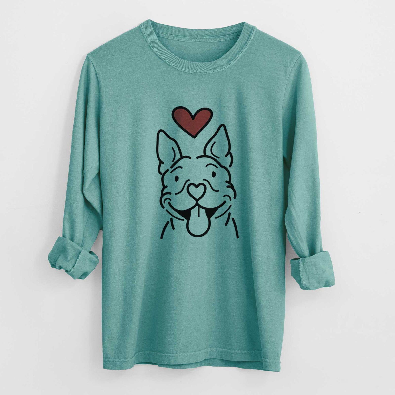 Love Always Pitbull - Basil - Heavyweight 100% Cotton Long Sleeve