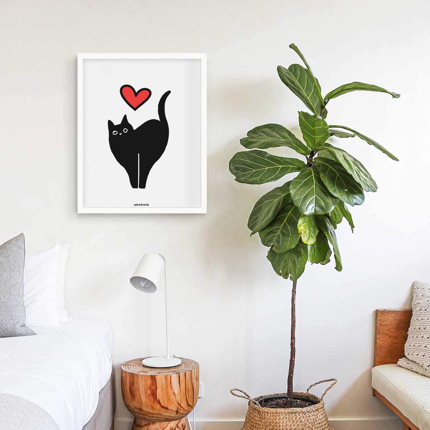 Love Always Black Cat - Bella Art Print