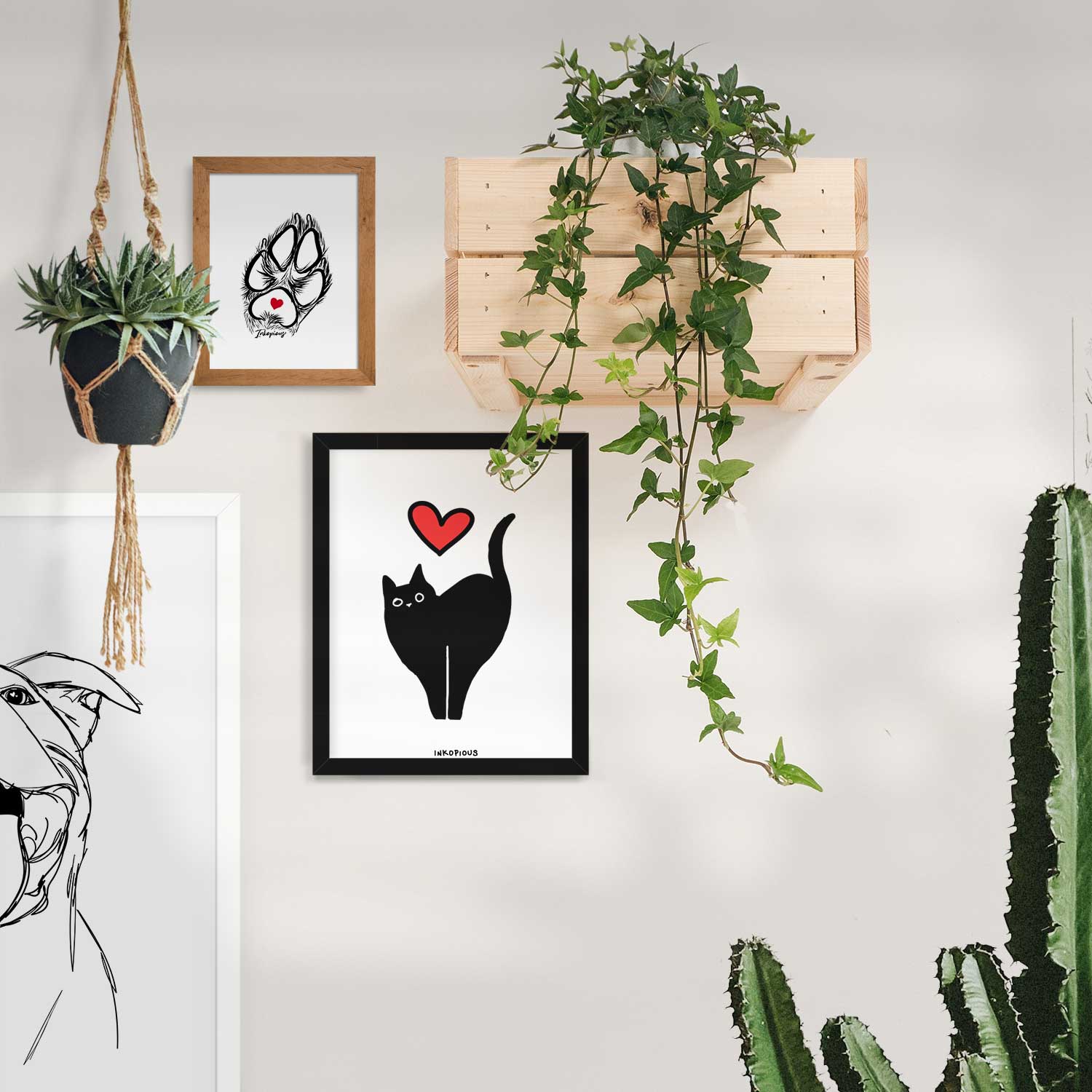 Love Always Black Cat - Bella Art Print