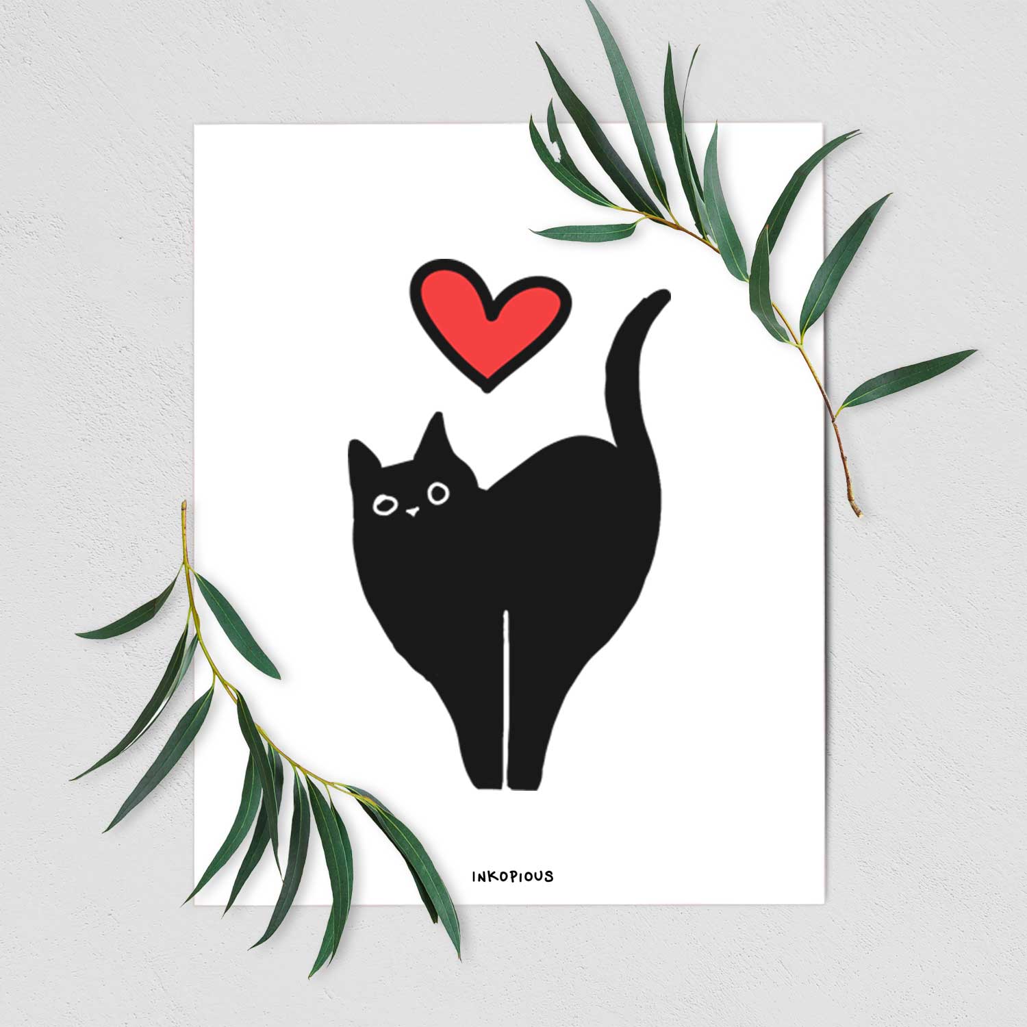 Love Always Black Cat - Bella Art Print