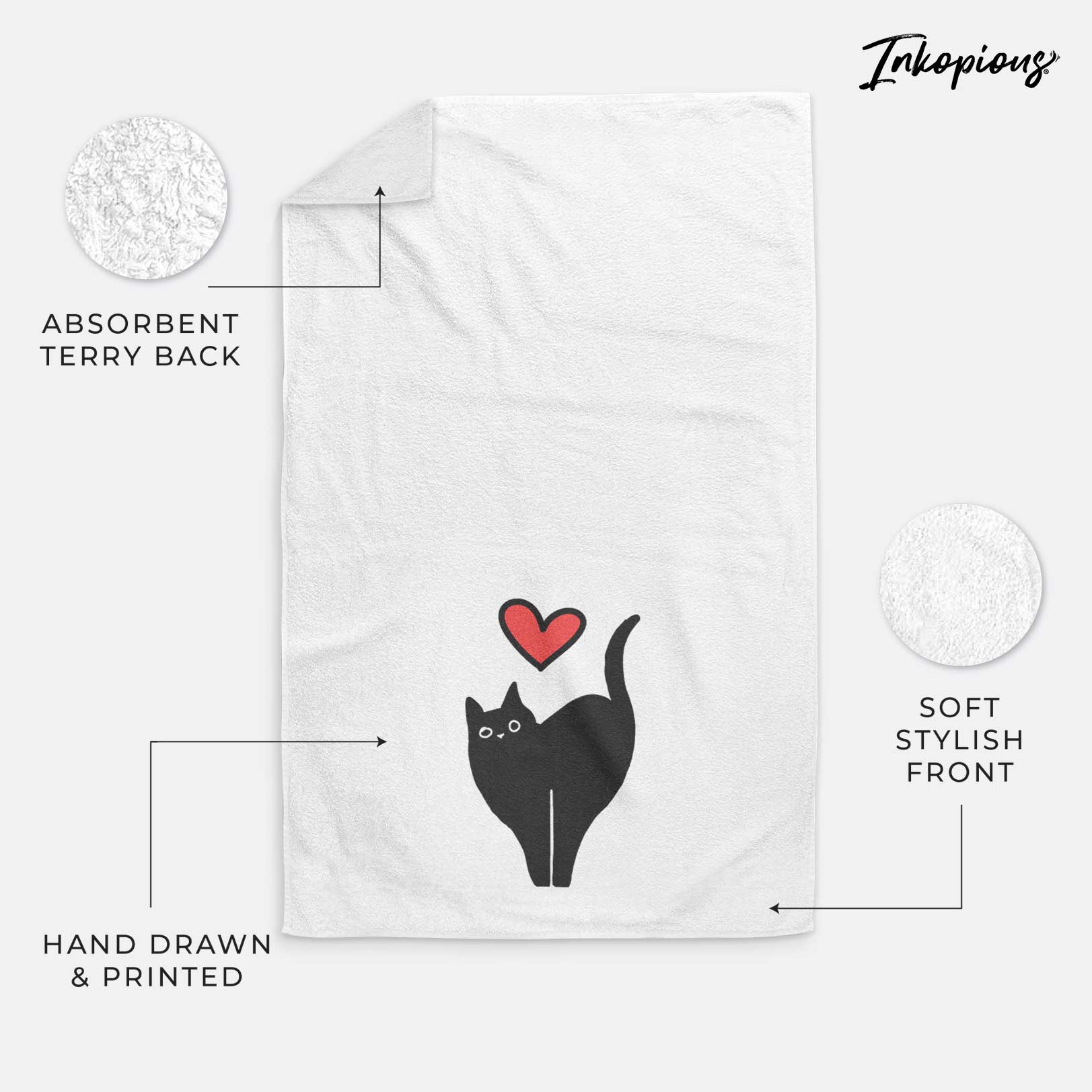 Love Always Black Cat - Bella - Decorative Hand Towel