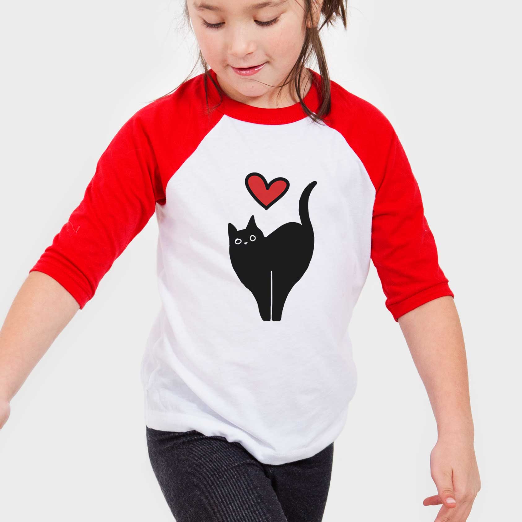 Love Always Black Cat - Bella - Youth 3/4 Long Sleeve