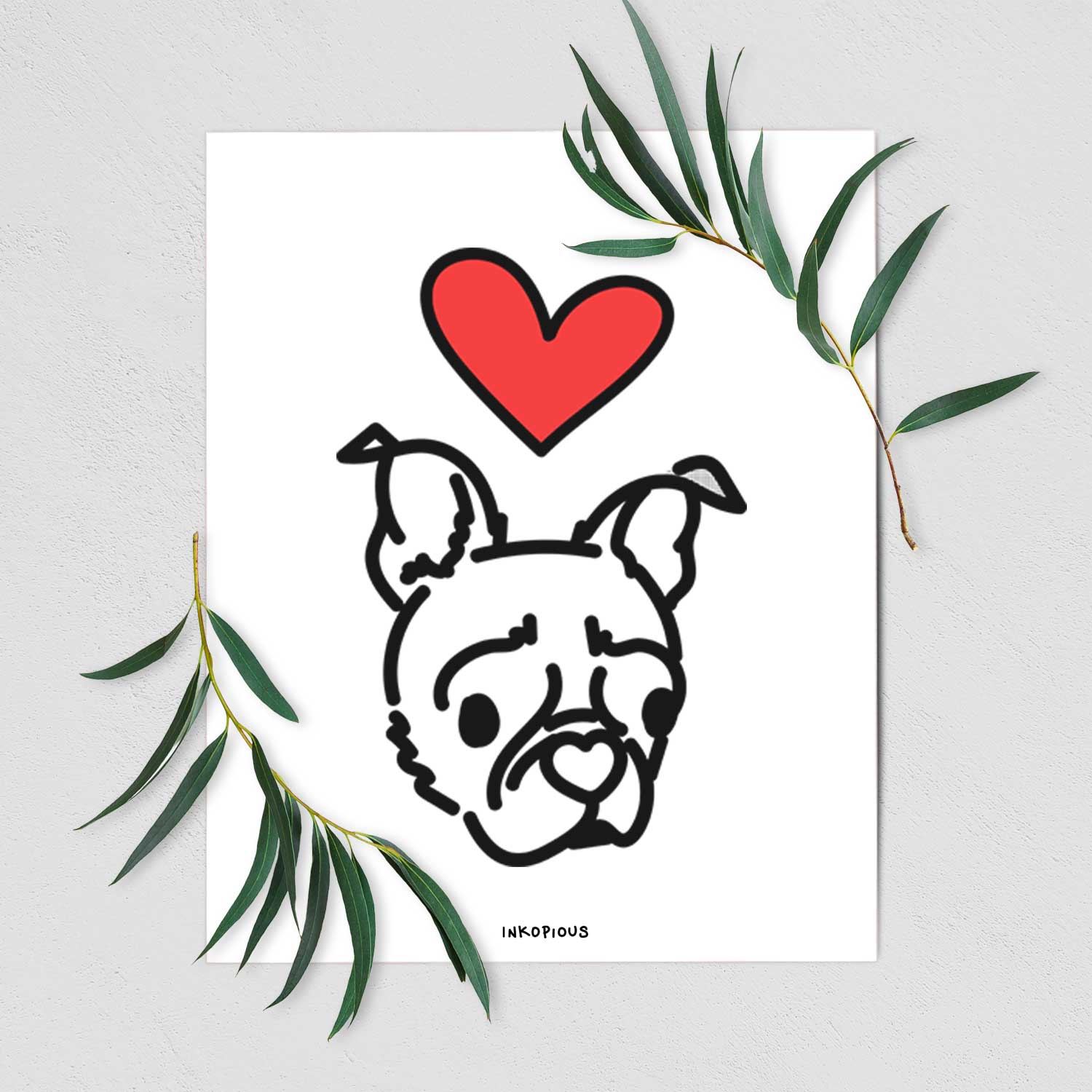 Love Always Pug Boston Terrier Mix - Bella Art Print