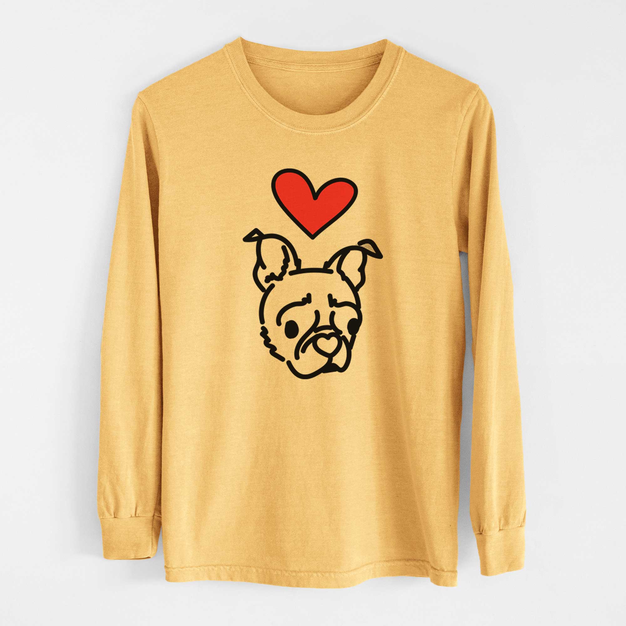 Love Always Pug Boston Terrier Mix - Bella - Heavyweight 100% Cotton Long Sleeve