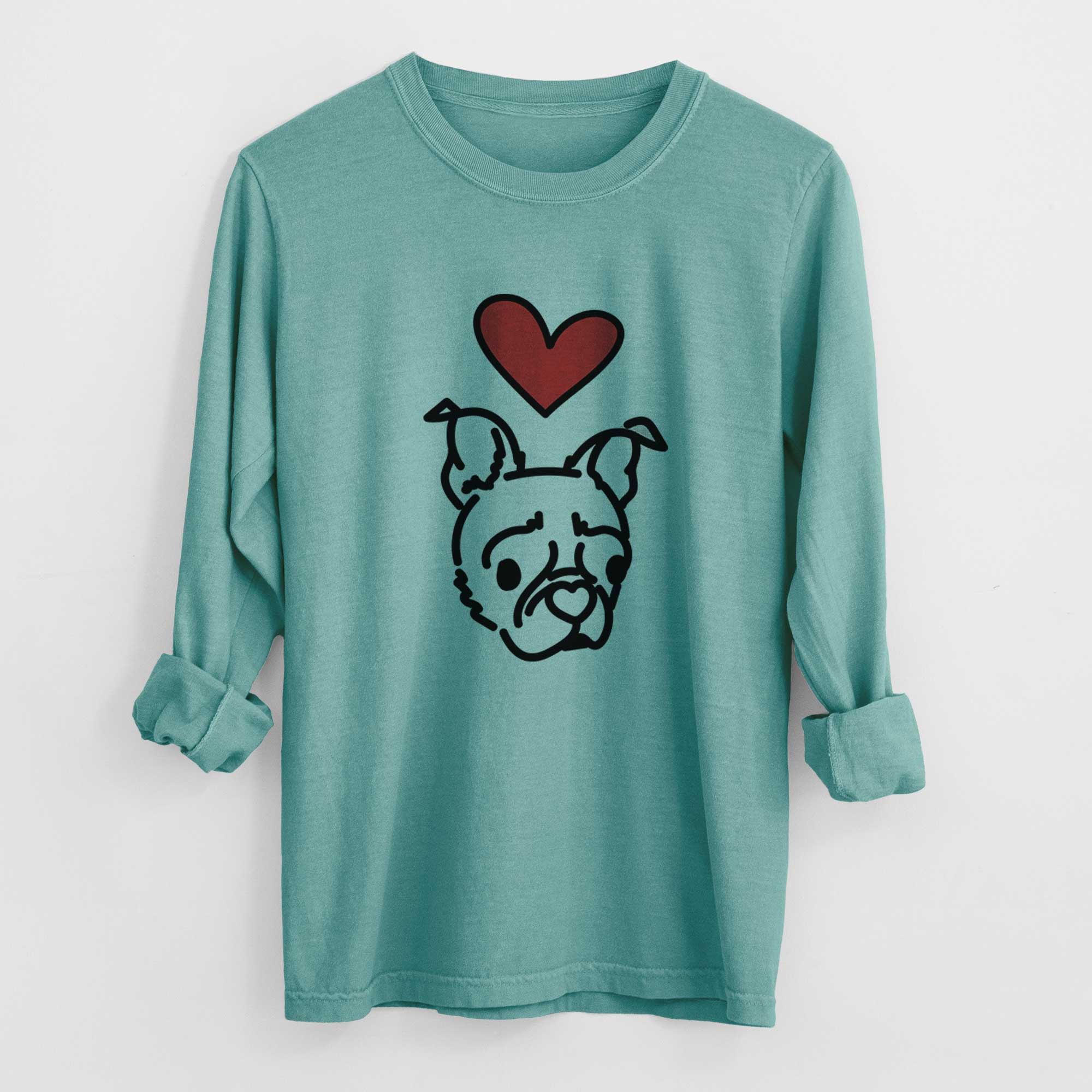 Love Always Pug Boston Terrier Mix - Bella - Heavyweight 100% Cotton Long Sleeve