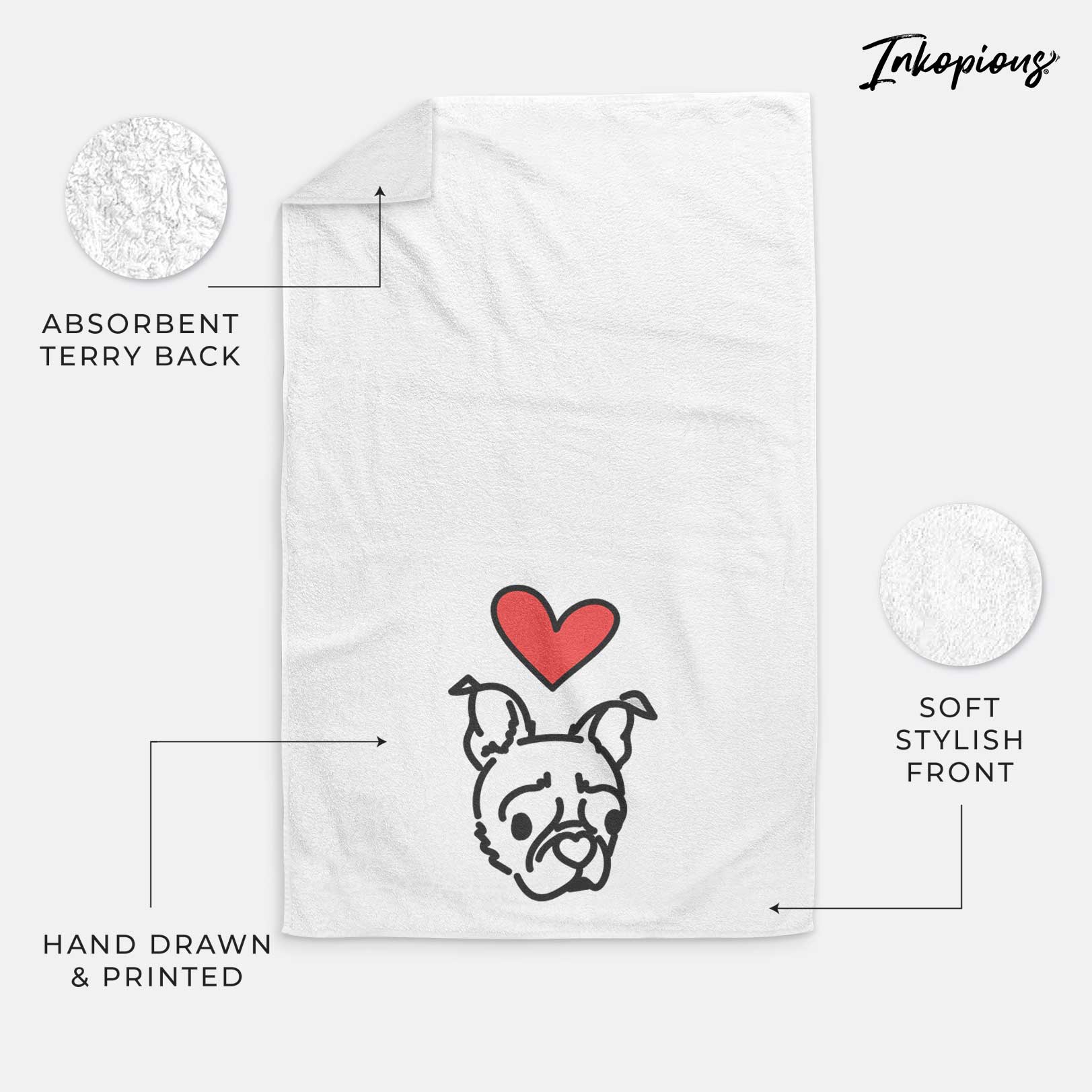 Love Always Pug Boston Terrier Mix - Bella - Decorative Hand Towel