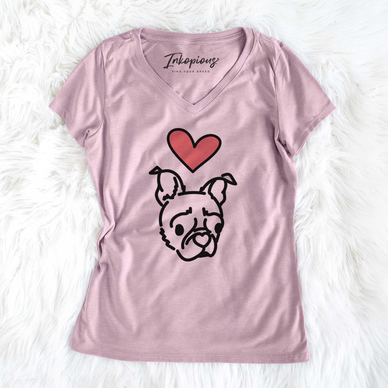 Love Always Pug Boston Terrier Mix - Bella - Women's V-neck Shirt