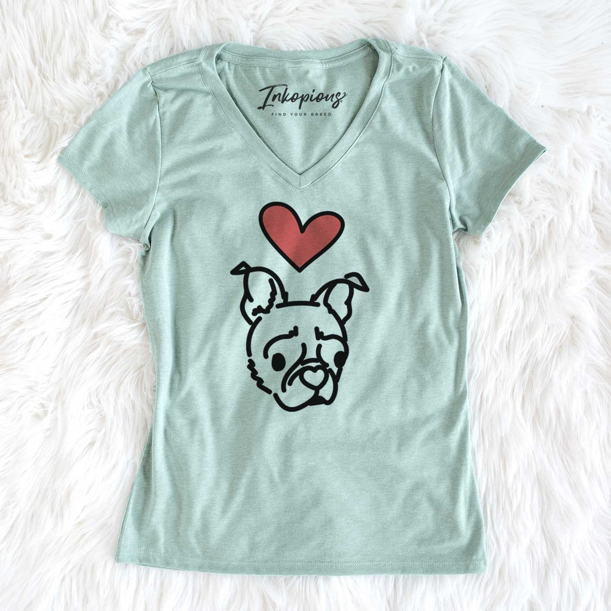 Love Always Pug Boston Terrier Mix - Bella - Women&#39;s V-neck Shirt