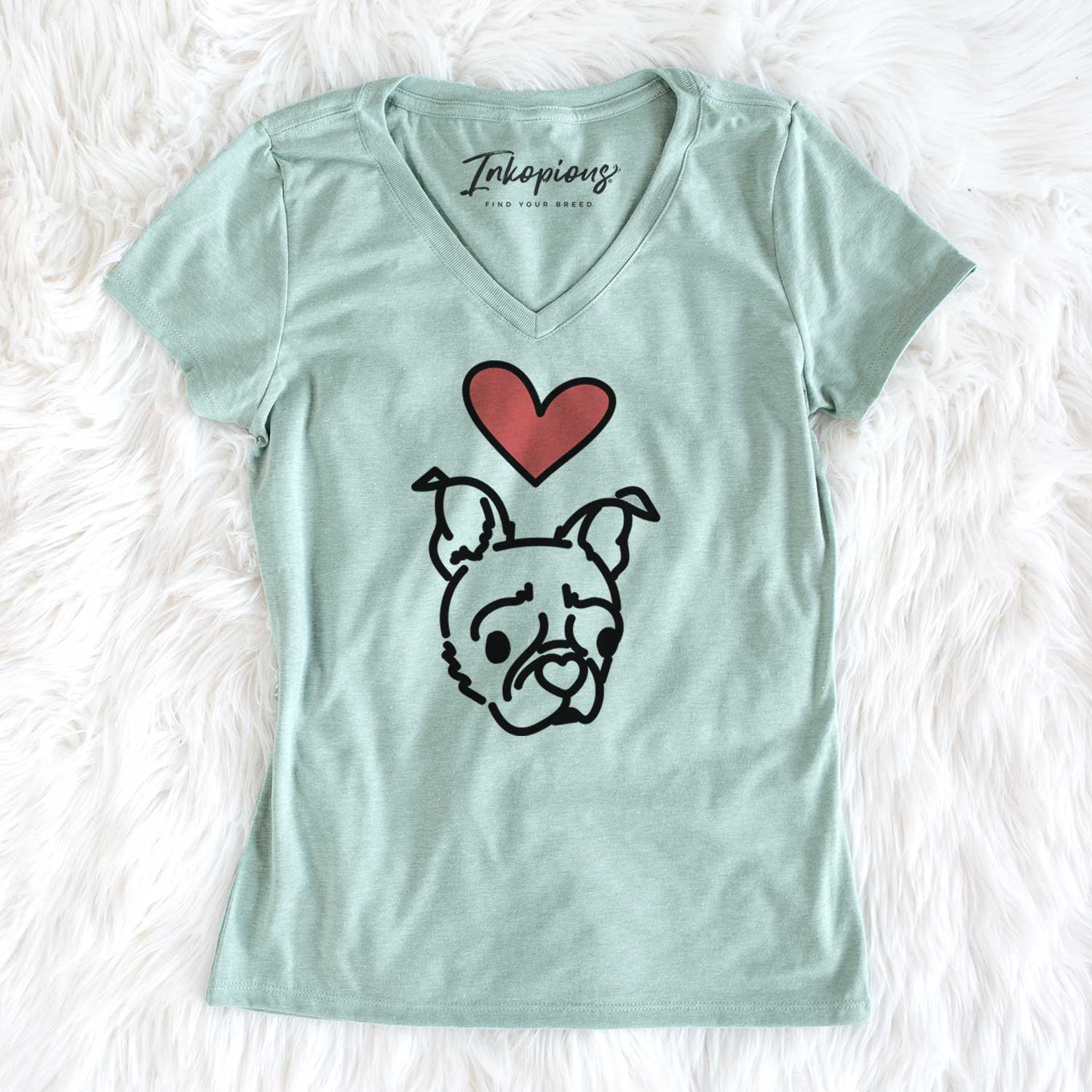 Love Always Pug Boston Terrier Mix - Bella - Women's V-neck Shirt