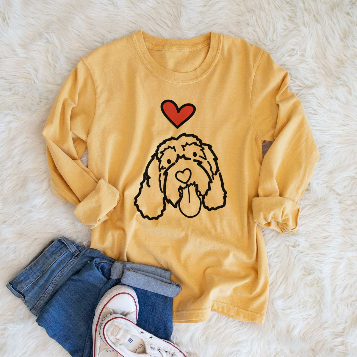 Love Always Portguese Water Dog - Bo - Heavyweight 100% Cotton Long Sleeve