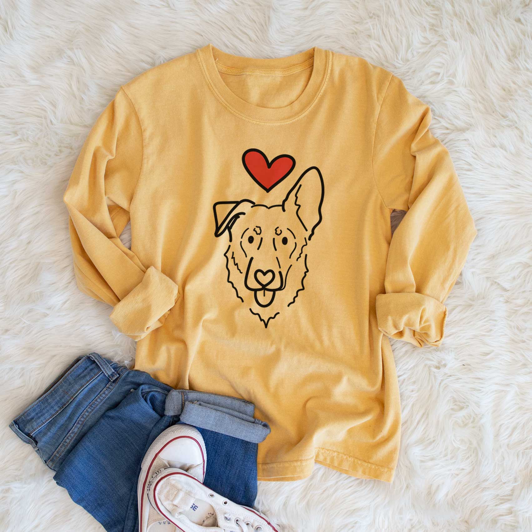 Love Always Shepherd Mix - Bodhi - Heavyweight 100% Cotton Long Sleeve