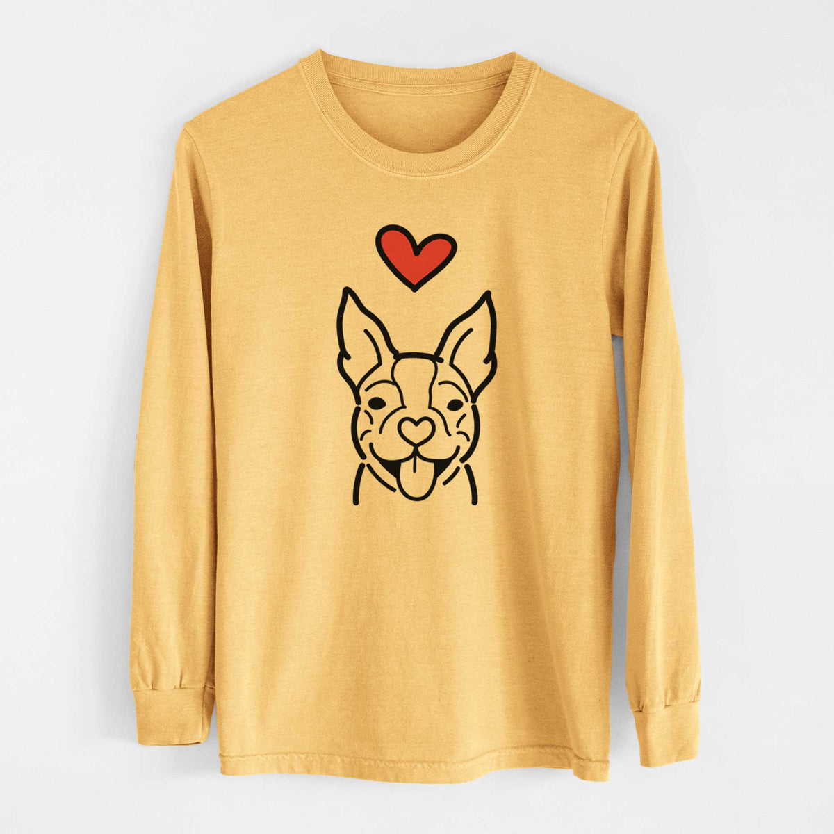 Love Always Happy Boston Terrier - Heavyweight 100% Cotton Long Sleeve