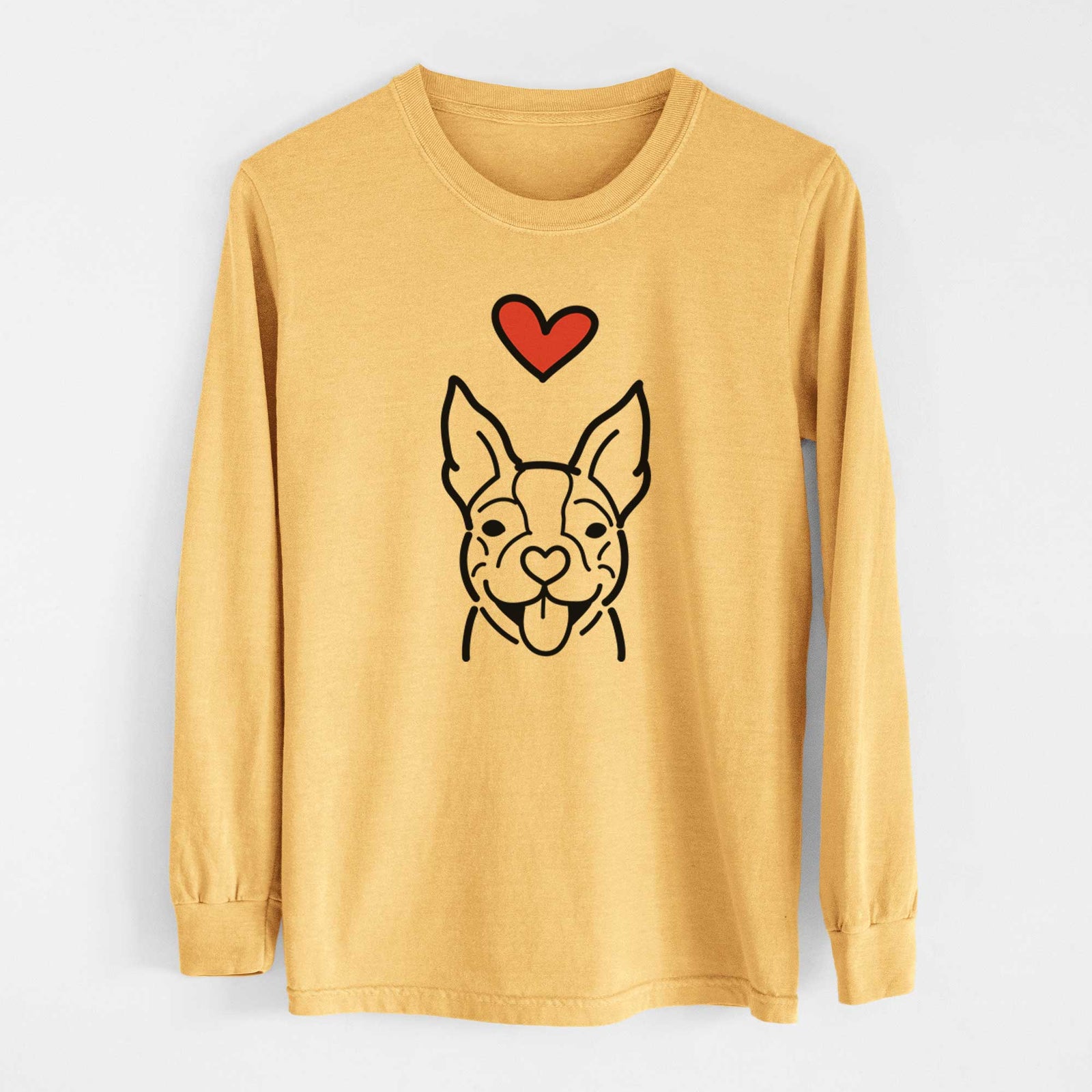 Love Always Happy Boston Terrier - Heavyweight 100% Cotton Long Sleeve